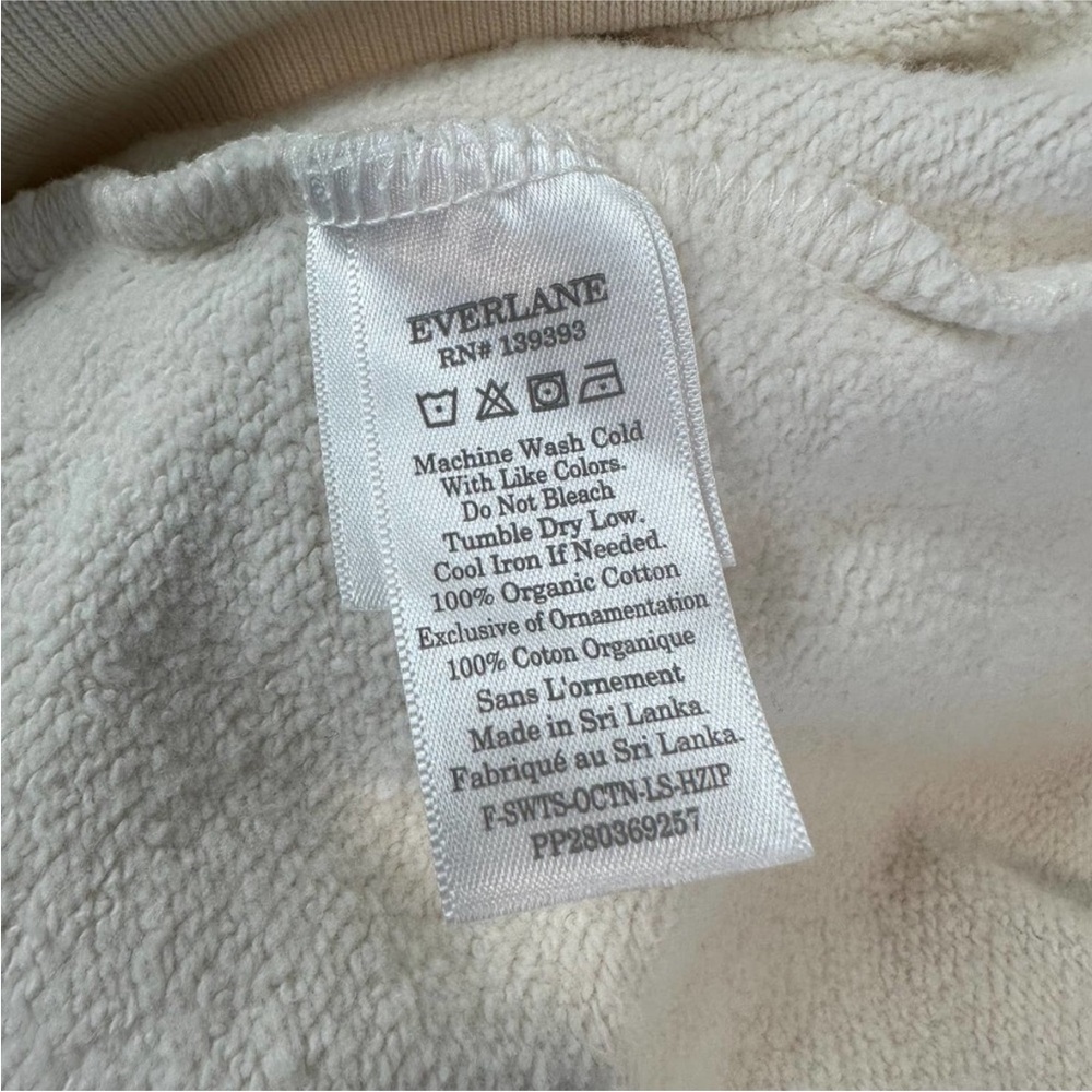 EVERLANE Track Half Zip Organic Cotton Sweatshirt Pullover Bone White - Picture 10 of 12